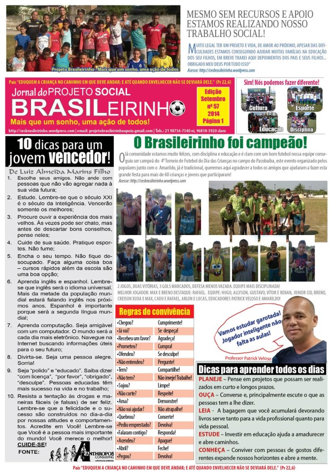 Jornal Informativo Projeto Brasileirinho Edição Setembro  edição 57